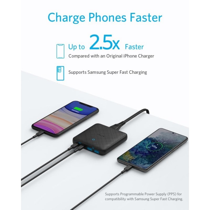 Anker PowerPort Atom III Dispositivo de Carga Multicargador 65W Negro