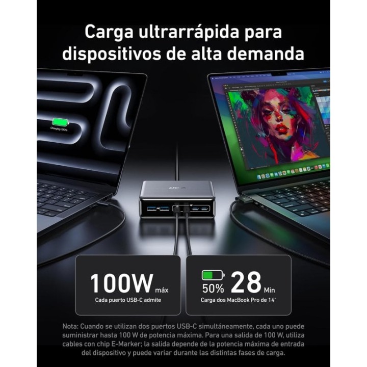 Anker Prime Charger Estación de Carga 6 Puertos USB-C GaN 200W