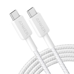 Anker Cable de Nylon 60W de USB-C a USB-C 1.8m Blanco