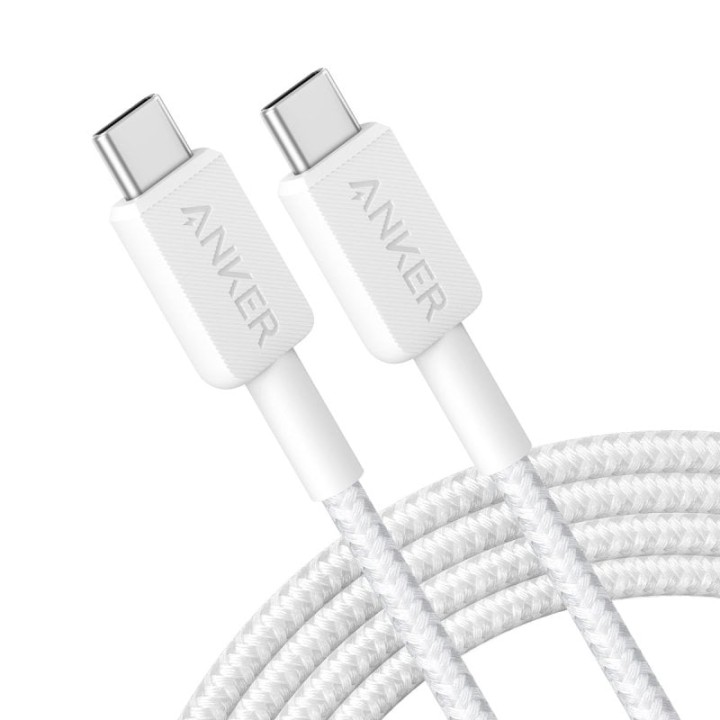 Anker Cable de Nylon 60W de USB-C a USB-C 1.8m Blanco