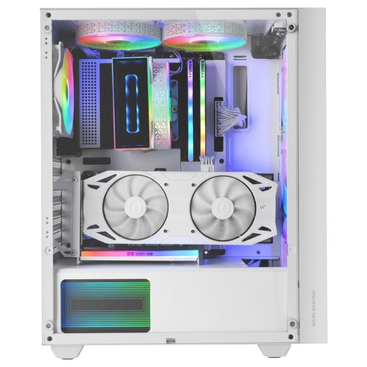 Mars Gaming MC-AIR Caja Gaming ATX 4x Ventiladores FRGB 12cm Frontal Mesh Cristal Templado Blanco