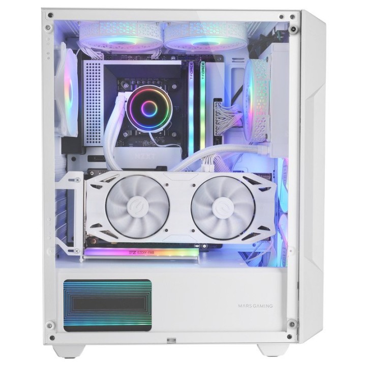 Mars Gaming MC-GEO Caja Gaming ATX 4x Ventiladores FRGB 12cm Frontal Mesh Cristal Templado Blanco