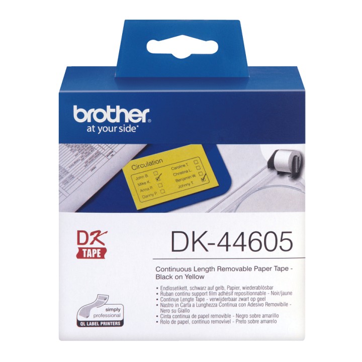 Cinta de Papel BROTHER 62mm 30.48m Amarilla (DK44605)