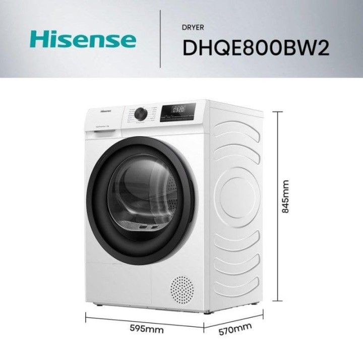Hisense DHQE800BW2 Secadora de Bomba de Calor Carga Frontal 8Kg D Blanca
