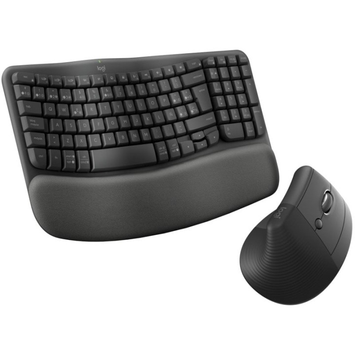 Logitech Pack Wave Keys Teclado Ergonómico Bluetooth + Logitech Lift Ratón Inalámbrico Vertical