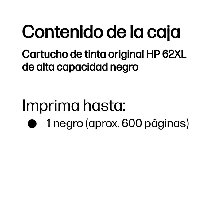 Tinta HP 62XL Negro 12ml 600 páginas (C2P05AE)