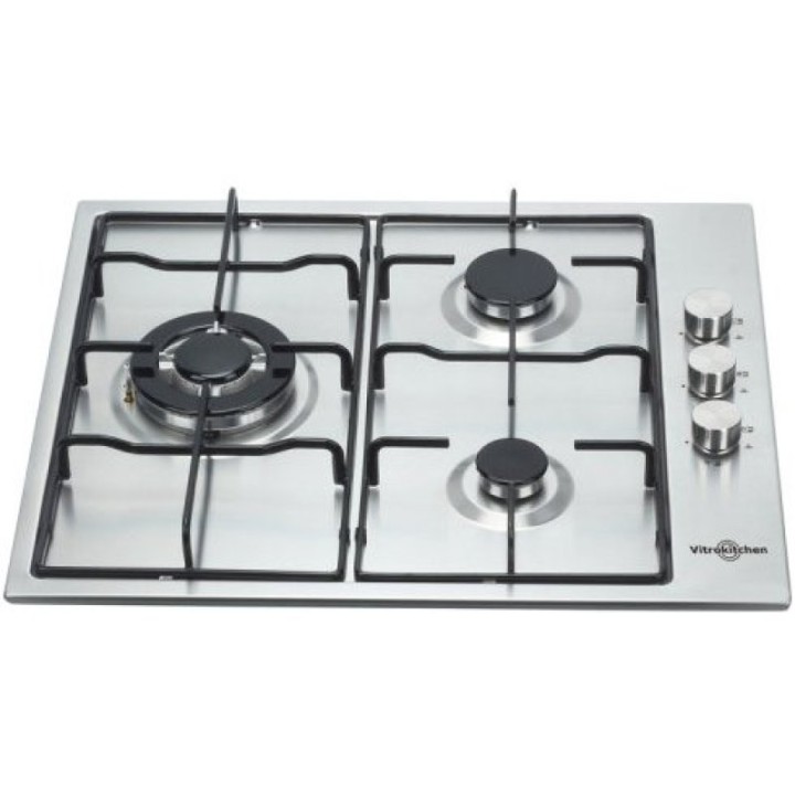 Vitrokitchen EN630LIB Placa de Gas Butano 3 Zonas 60cm Acero Inoxidable