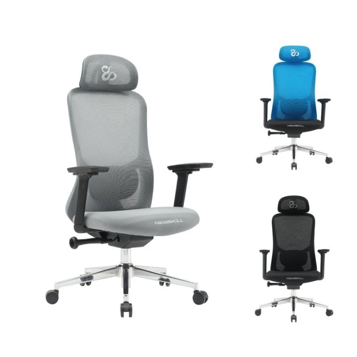 Newskill Nue Silla Gaming Ergonómica Malla Transpirable con Soporte Lumbar Gris