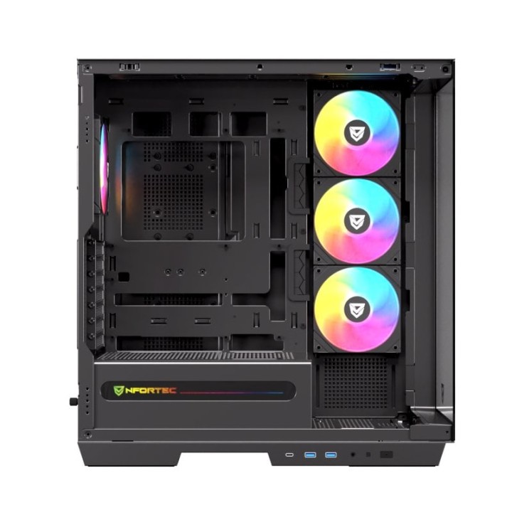 Nfortec Ursa ARGB Semi Torre E-ATX Doble Cristal Templado USB-C Negra