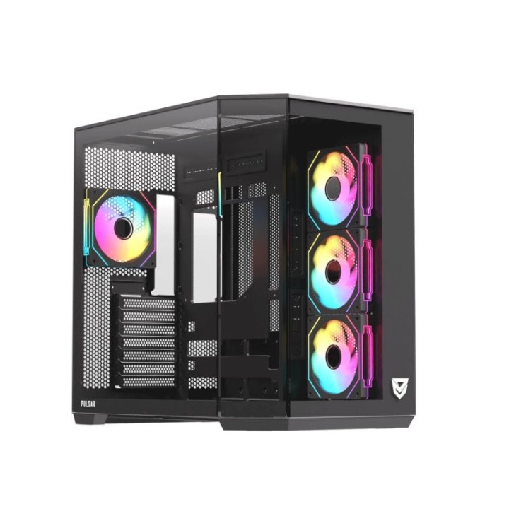 Nfortec Pulsar ARGB Semi Torre ATX con Doble Cristal Templado 4 Ventiladores Backrouting Negra
