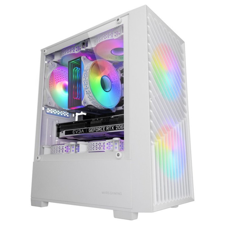 Mars Gaming MC-Vortex Caja Gaming Micro ATX Cristal Templado 3x Ventiladores FRGB 12cm Blanco