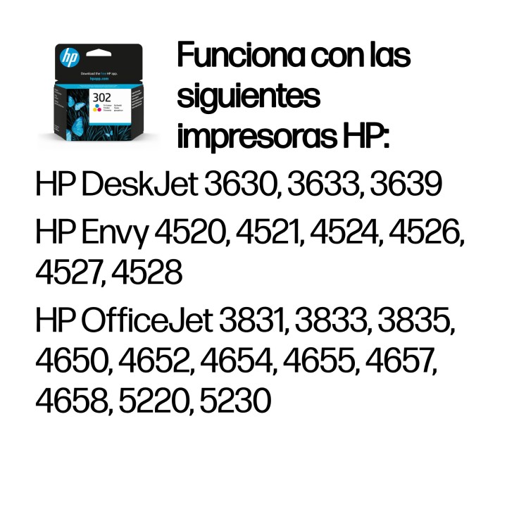 Tinta HP 302 Tricolor 4ml 150 páginas (F6U65AE)