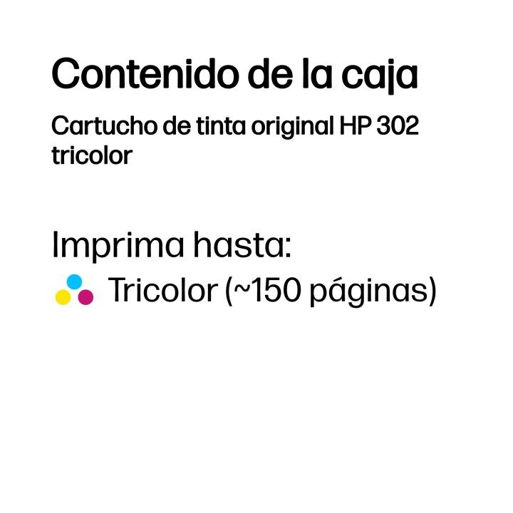 Tinta HP 302 Tricolor 4ml 150 páginas (F6U65AE)