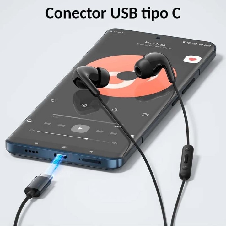Xiaomi Type-C Earphones Auriculares con Cable Tipo-C Negro