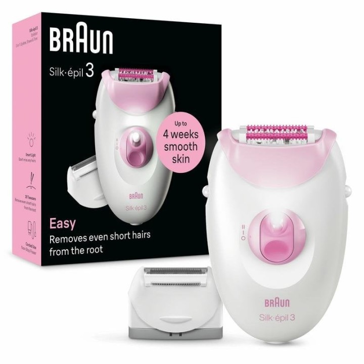Braun Silk-épil Serie 3 SE3-031 Depiladora Eléctrica con Cabezales Recargable Rosa