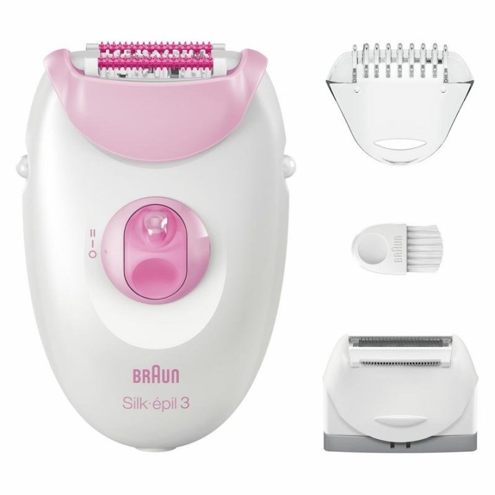 Braun Silk-épil Serie 3 SE3-031 Depiladora Eléctrica con Cabezales Recargable Rosa
