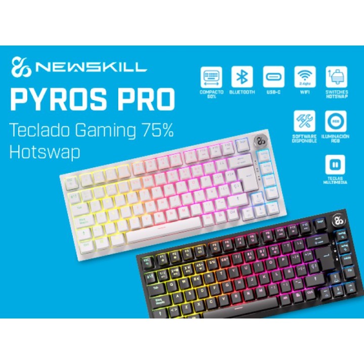Newskill Pyros PRO Teclado Gaming Inalámbrico Mecánico 75% Hotswap Negro