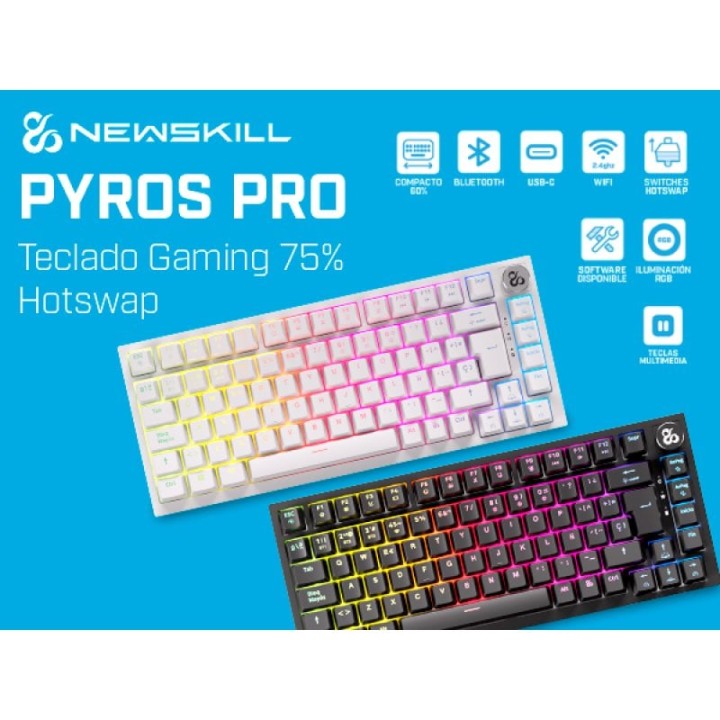 Newskill Pyros PRO Teclado Gaming Inalámbrico Mecánico 75% Hotswap Negro
