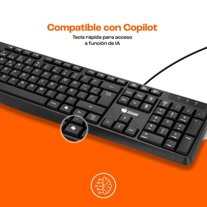 PcCom Essential MK20 Combo Teclado + Ratón con Copilot Negro