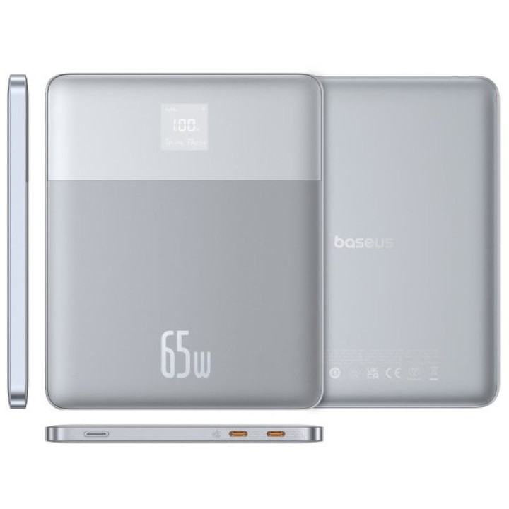 Baseus Blade2 PowerBank Cargador para Portátil 65W USB-C 12000mAh Display LED Plata
