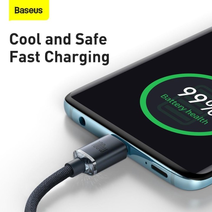 Baseus Crystal Shine Cable Trenzado USB-C a USB-C 100W 1.2m Negro