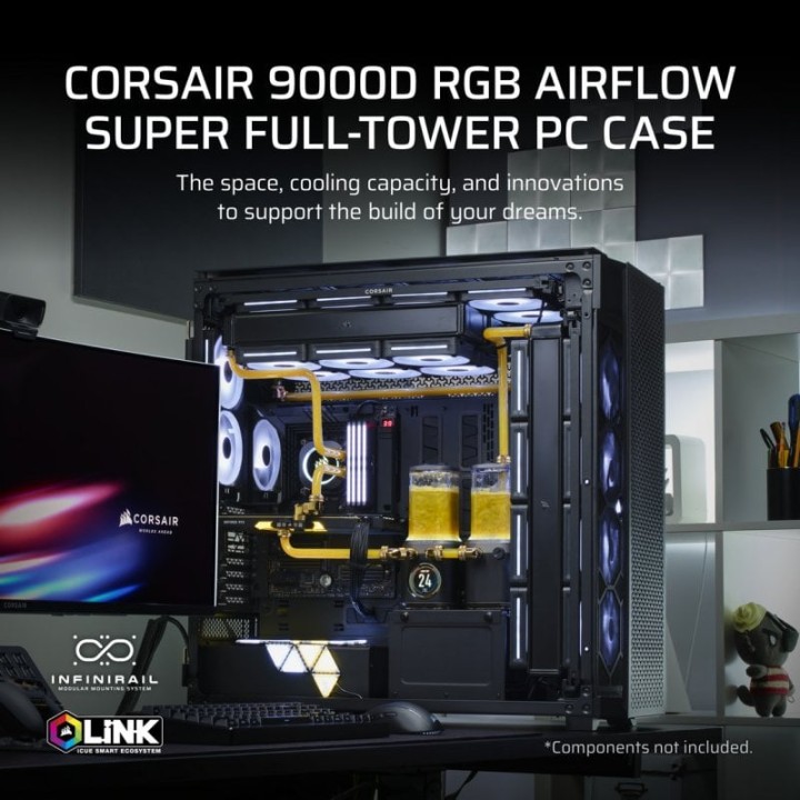 Corsair iCUE LINK 9000D RGB AIRFLOW Full Tower ATX Cristal Templado USB-C Negra