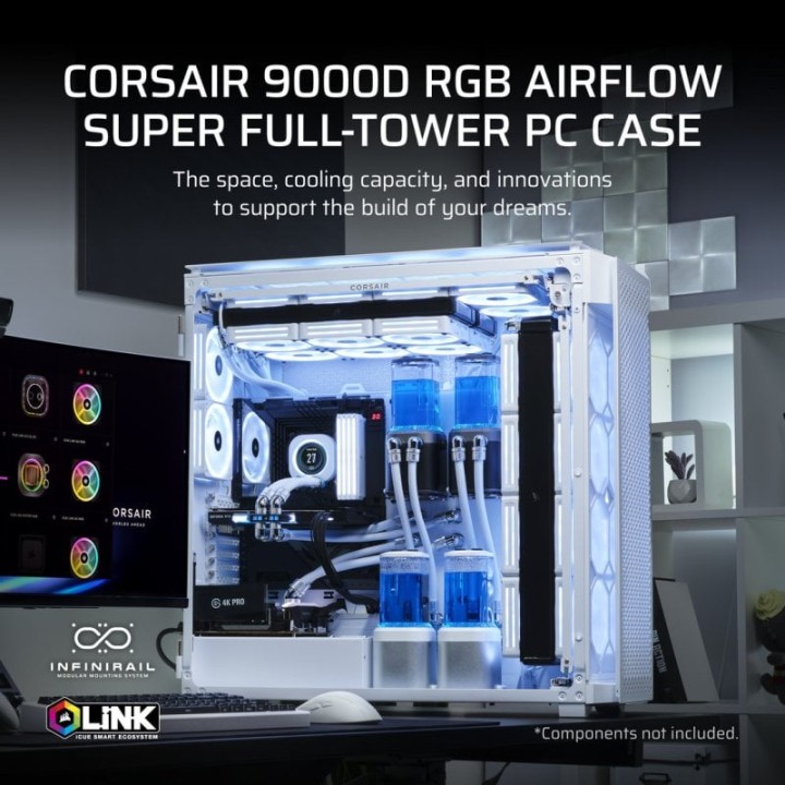 Corsair iCUE LINK 9000D RGB AIRFLOW Full Tower ATX Cristal Templado USB-C Blanca