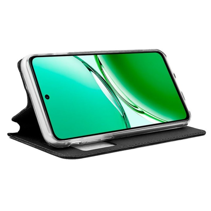 Cool Funda Flip Cover Liso Negro para Oppo Reno 12 F 4G / 5G / Reno 12 FS 4G / 5G