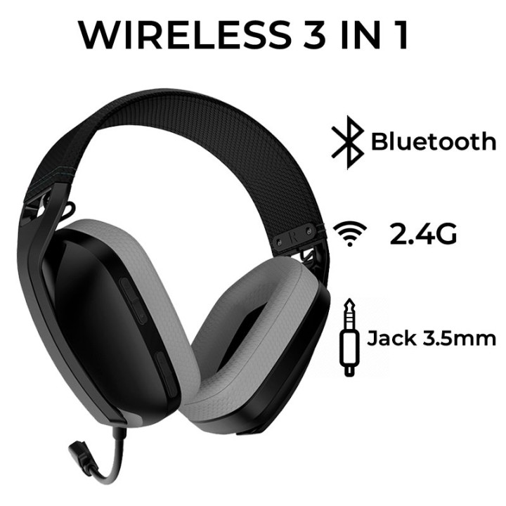 Cool Newton Auriculares Estéreo Wireless/Bluetooth/Jack Negros para PC/PS4/PS5