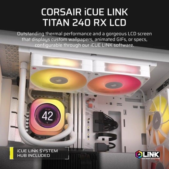 Corsair iCUE LINK TITAN 240 RX LCD Kit Refrigeración Líquida 240mm Blanco