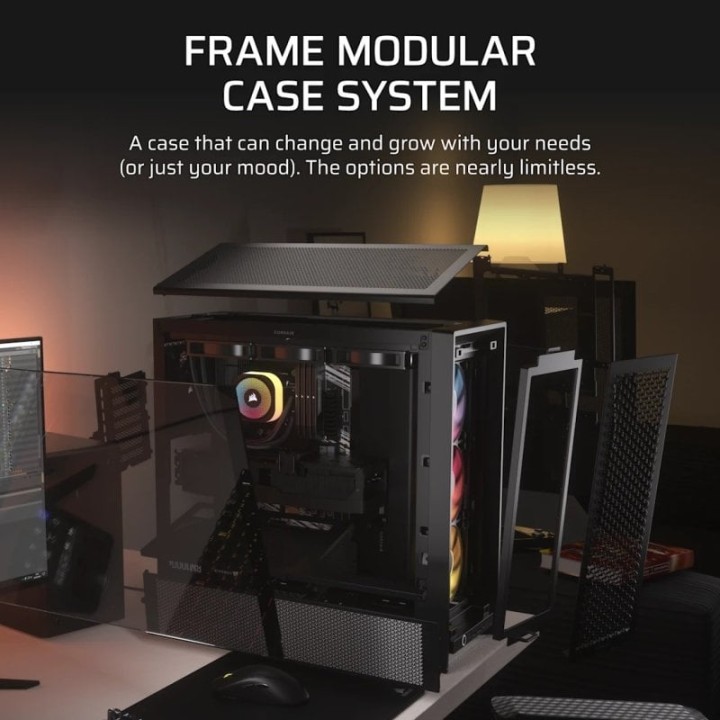 Corsair FRAME 4000D RS ARGB Semi Torre E-ATX Cristal Templado USB-C Negra