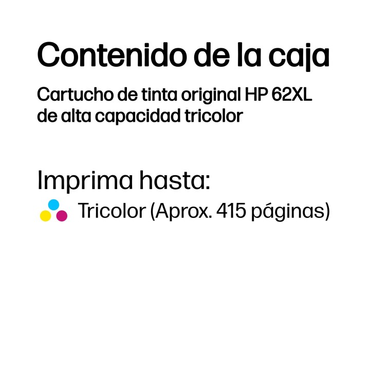 Tinta HP 62XL Tricolor 11.5ml 415 páginas (C2P07AE)