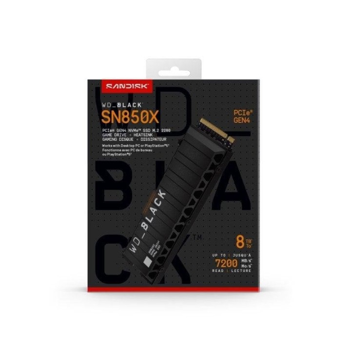WD Black SN850X 8TB Disco SSD 7200MB/S con Disipador NVMe PCIe 4.0 M.2 Gen4 16GT/s
