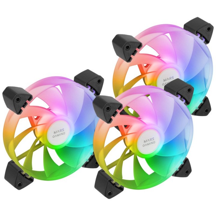 Mars Gaming MF-3AR Reverse ARGB Pack 3x Ventiladores Suplementarios 120mm Doble Conector Negro