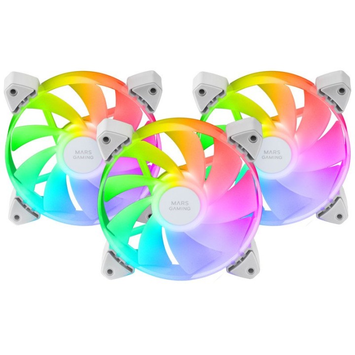Mars Gaming MF-3AR Reverse ARGB Pack 3x Ventiladores Suplementarios 120mm Doble Conector Blanco