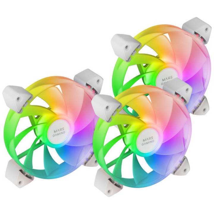 Mars Gaming MF-3AR Reverse ARGB Pack 3x Ventiladores Suplementarios 120mm Doble Conector Blanco