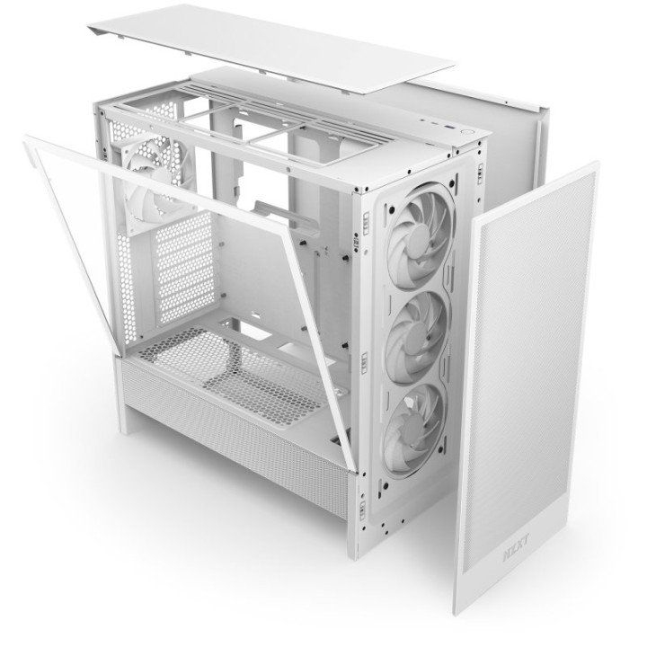 NZXT H5 Flow RGB 2024 Midi Tower E-ATX Cristal Templado USB-C Blanca