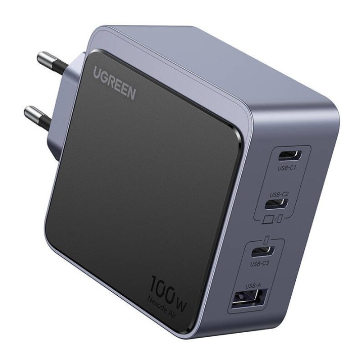Ugreen Nexode S Cargador Rápido 100W GaN 3 Puertos USB-C + 1 Puerto USB-A PD3.0/QC Gris