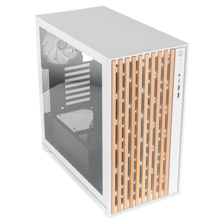 Nox Hummer ELEMENT Semi Torre ATX Cristal Templado USB-C Blanca y Madera