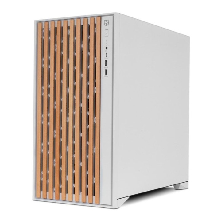 Nox Hummer ELEMENT Semi Torre ATX Cristal Templado USB-C Blanca y Madera