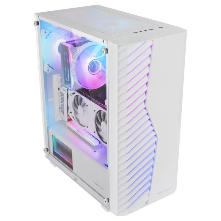 Mars Gaming MC-VOLT Caja ATX Ventilador ARGB 120mm Rejilla Frontal ARGB Cristal Templado Blanco