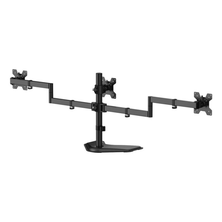 Aisens Soporte de Mesa con Peana Eco Giratorio e Inclinable para 3 Monitores 10kg de 13-27 Negro