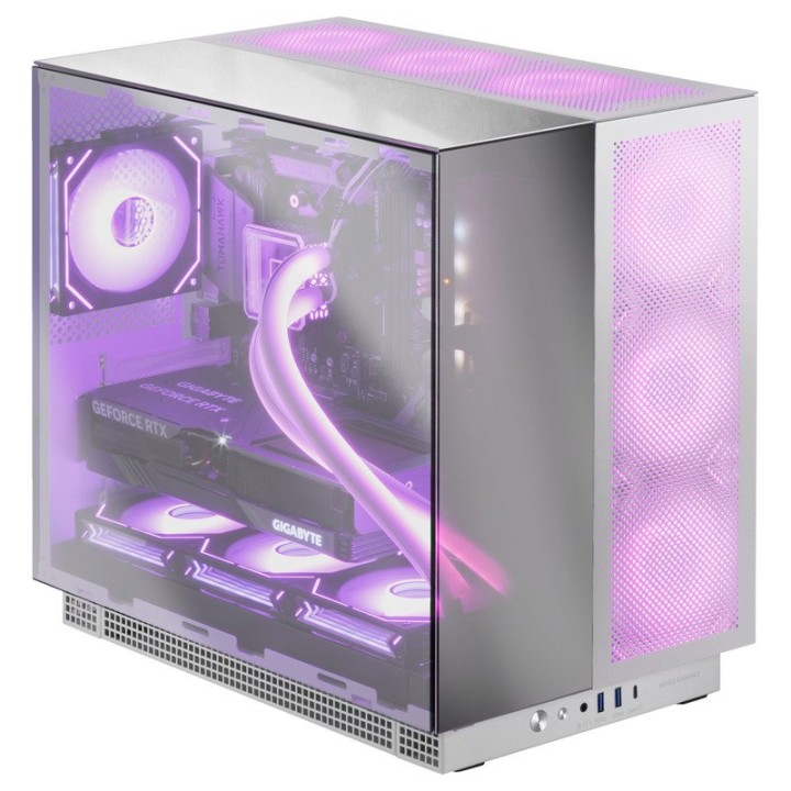 Mars Gaming MC-NOVA3 Caja Gaming Custom XXL E-ATX Tripe Cristal Cromado Aluminio USB-C Blanco