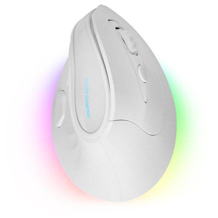 Mars Gaming MM-SK Ratón Gaming Inalámbrico Vertical Ergonómico RGB Chroma 8400DPI Tri-Mode Blanco