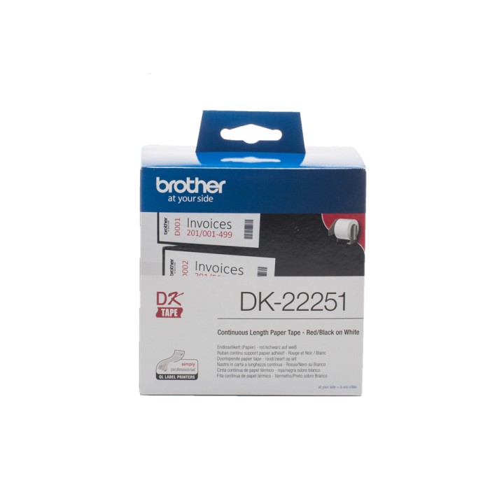 Cinta BROTHER 62mm 15.24m Negro/Rojo/Blanco (DK22251)