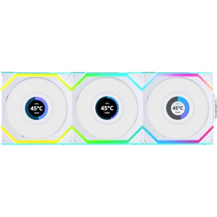 Lian-Li UNI FAN SL WIRELESS LCD 120 ARGB 3x Ventiladores Aspas Invertidas con Pantalla 120mm Blancos