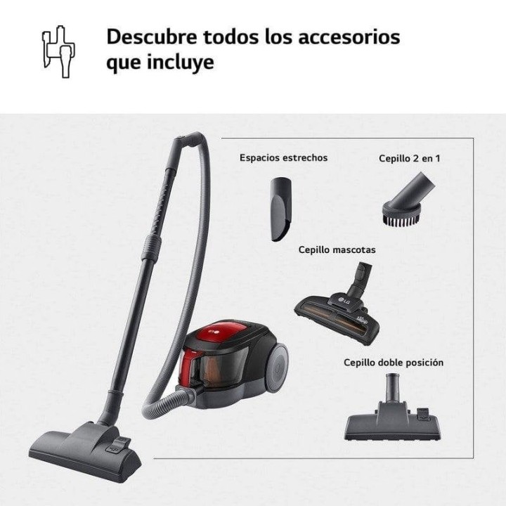 LG VC5506NHTCR Aspiradora Trineo Ciclónica sin Bolsa 650W Negra/Roja