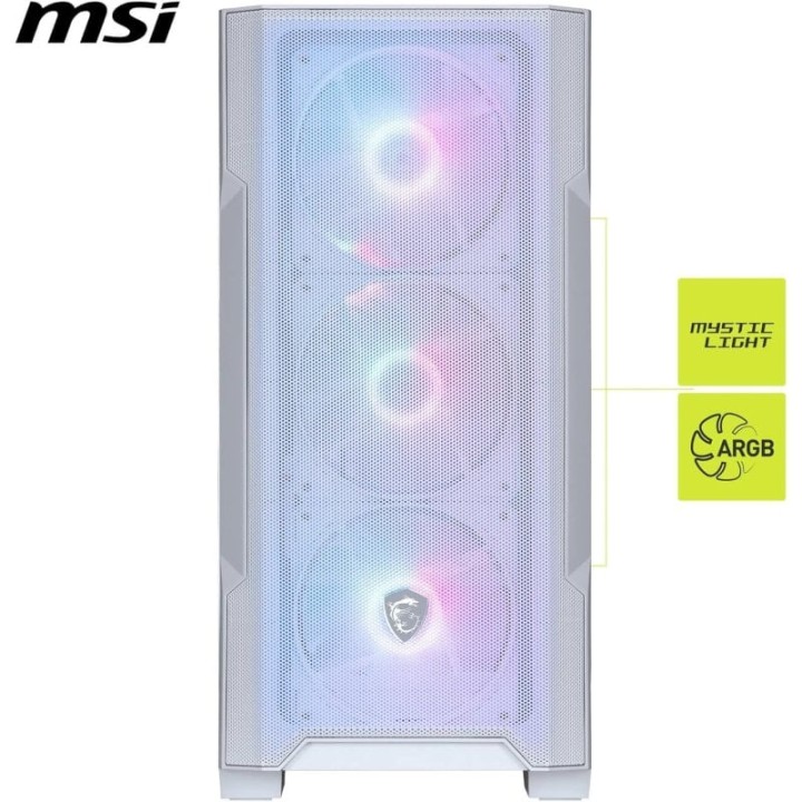 MSI MAG FORGE M100R Semi Torre mATX Cristal Templado USB 3.2 ARGB Blanca