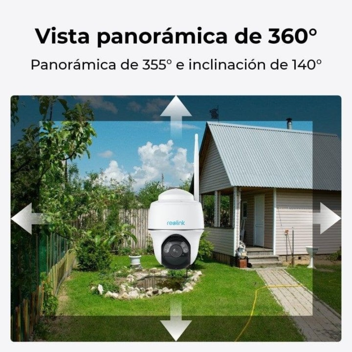 Reolink Cámara de Seguridad con Batería PT, Energía Solar, Visión Nocturna en Color HD 2K+ 5MP