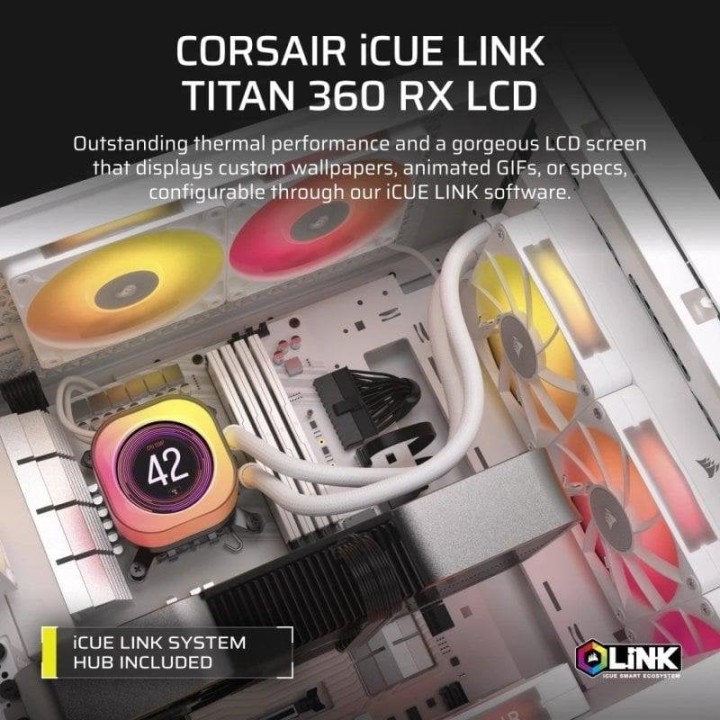 Corsair iCUE LINK TITAN 360 RX LCD Kit Refrigeración Líquida 360mm Blanco